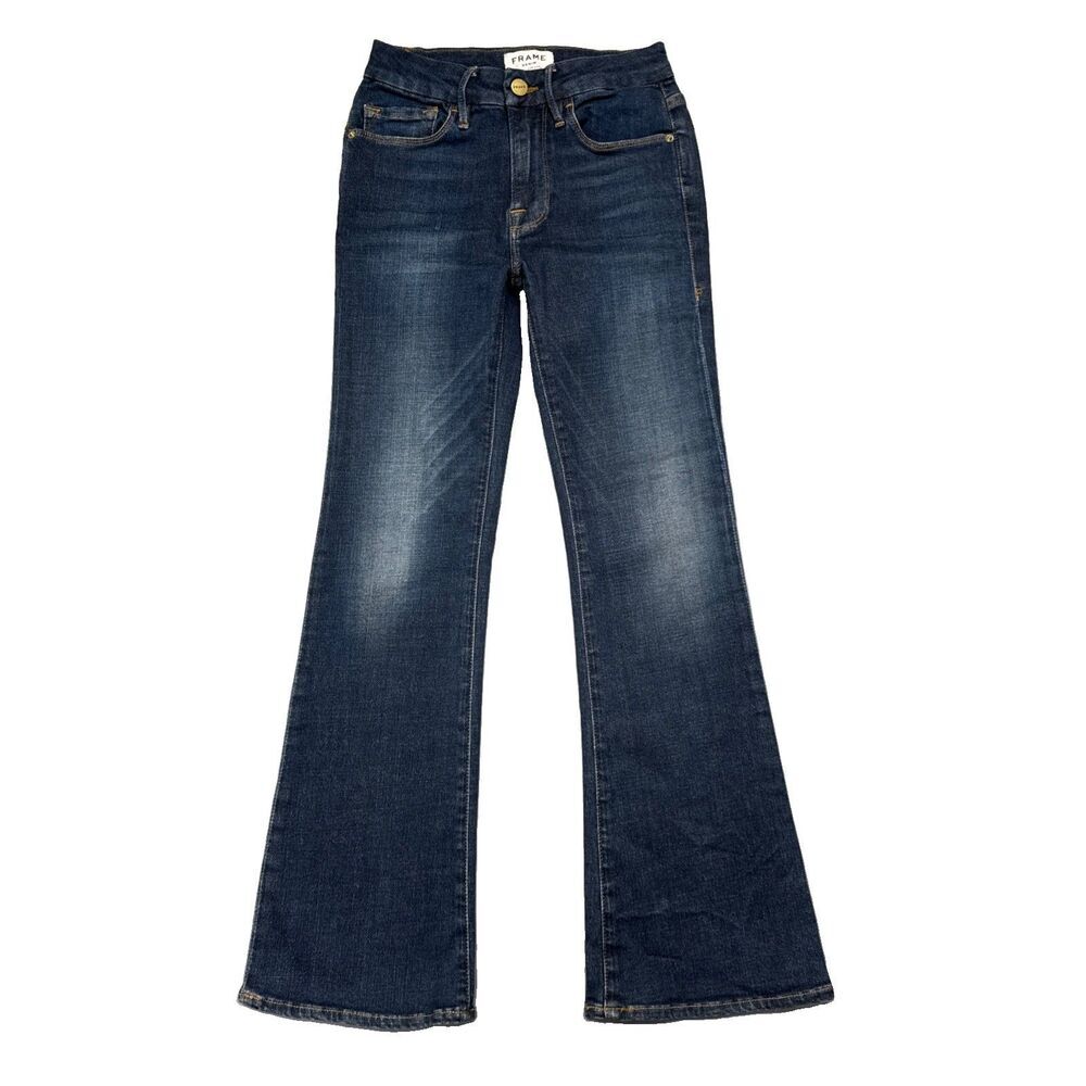 Frame Le Crop Mini Boot Sidewinder Jeans 24 (23x26.5) Dark Blue Stretch Womens